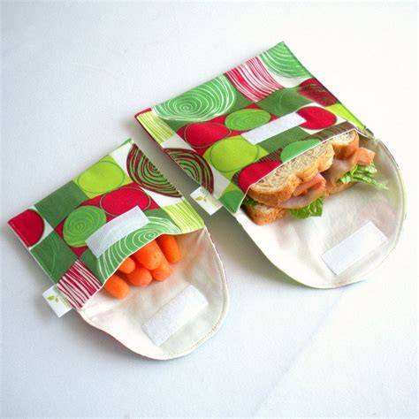 Reusable Sandwich Bags with Carrot, Lettuce, and Tomato
