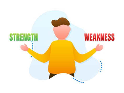 Personal Strengths and Weaknesses Concept, Vector Illustration of a Man Balancing Both Sides for ...