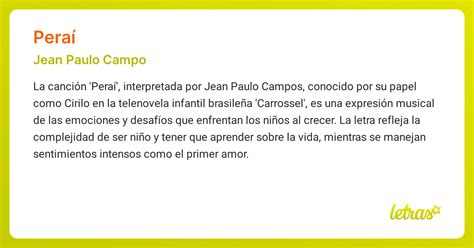 Significado de la canción PERAÍ (Jean Paulo Campo) - LETRAS.COM