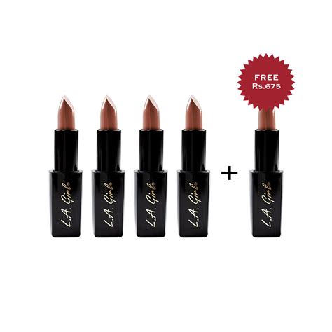 L.A. Girl Lip Attraction Lipstick-Nudie 4Pc Set + 1 Full Size Product ...