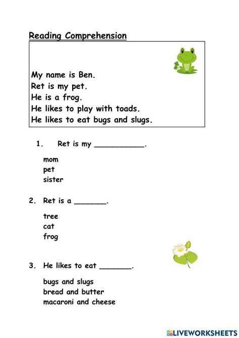 Reading Comprehension Worksheet 的图像结果