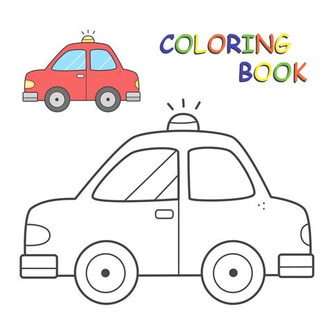 Children's coloring book with a car. Coloring page with cute cartoon ...