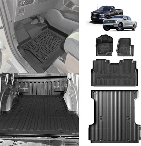 TripleAliners Truck Bed Mat & Floor Mats Front Rear Full Set Compatible ...