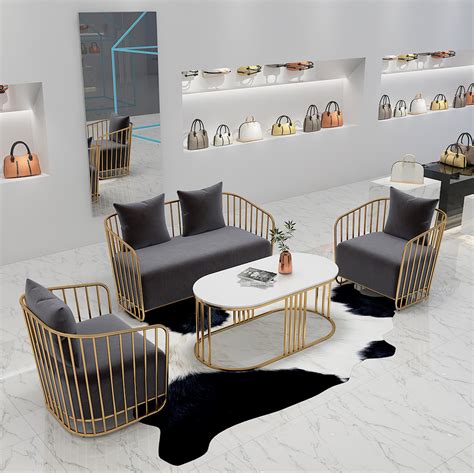 ins 网红工作室沙发组合小户型家具北欧简约布艺沙发椅双人服装店-阿里巴巴