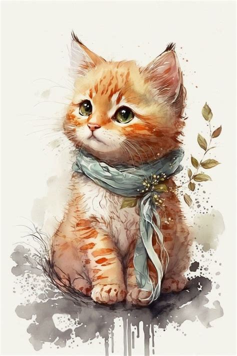 Watercolor Kitten Cat 100% Cotton Fabric Panel Quilting - Etsy Cute ...