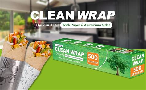CLEAN WRAP 2-in-1 Aluminium & Paper Foil, Keeps Food Fresh, Perfect for ...