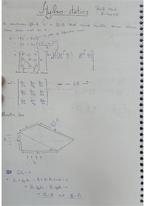 Hydrostatics Fluid Mech - statics Fluid Mech l2 A Newtonian fluid is a ...