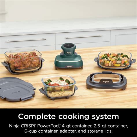 Ninja - Crispi® 5-in-1 Portable Glass Air Fryer Cooking System with 3 ...
