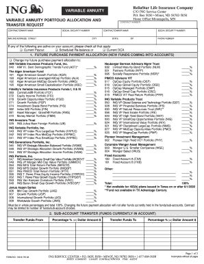 Fillable Online ReliaStar Life Insurance Company VARIABLE ANNUITY C/O ...