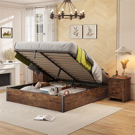 Amazon.com: AMERLIFE Lift Up Storage Bed, Full Bed Frame with Storage ...