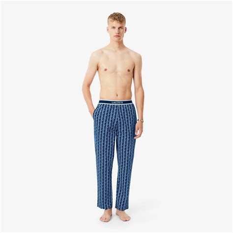 Lacoste Men's Monogram Poplin Pajama Pants - Xl In Blue | ModeSens