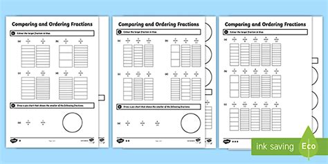 Comparing and Ordering Fractions Worksheet 2