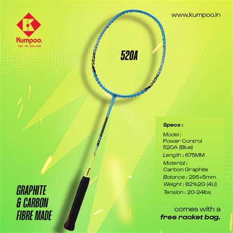 Kumpoo Power Control 520A Carbon Graphite Badminton Racket - Strung ...