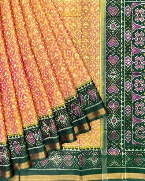 Green & Yellow Buttonful Patola Saree – SindhoiPatolaArt