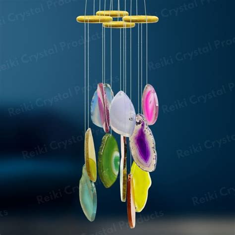 Natural Agate Stone and Wood Wind Chimes with Healing Vibes