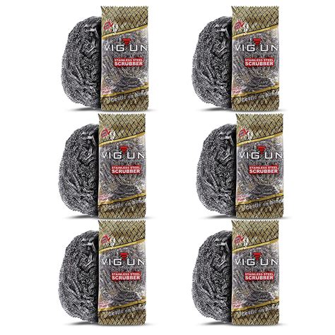 Viguni Stainless Steel Scrubber (Pack of 6) Non Rusting Wire Scrubbers ...