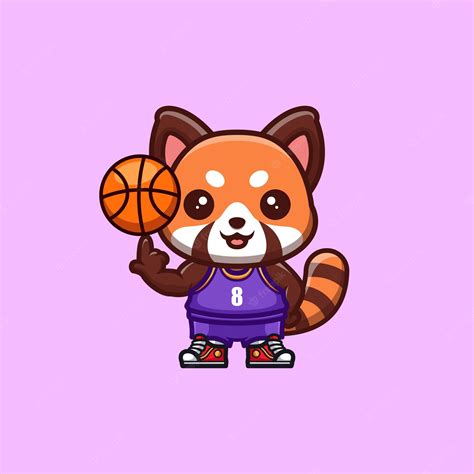 Premium Vector | Red panda basketball cute creative kawaii cartoon ...