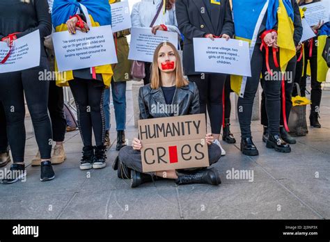 New York, USA. 8th Apr, 2022. Silent protest against Ukraine Russian ...