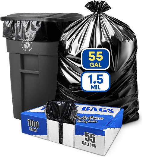 Amazon.com: PLASTIC PRINCE 55 Gallon Trash Bags Heavy Duty Fits ...