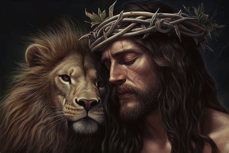Jesus and Lion Wall Art | Lion of Judah | Jesus Christ Christian Art ...