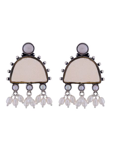 Buy Sterling Silver Oxidised Contemporary Drop Earrings for Women ...