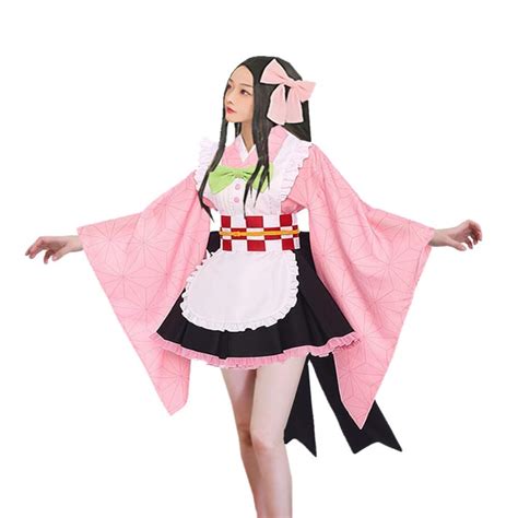 Buy Kimetsu no Yaiba costume Kamado Nezuko Maid Uniforms cosplay Kimono ...