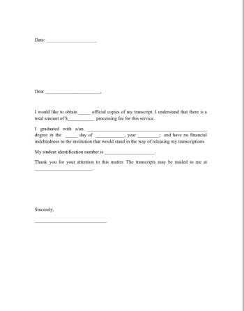 Image result for Transcript Request Letter Example