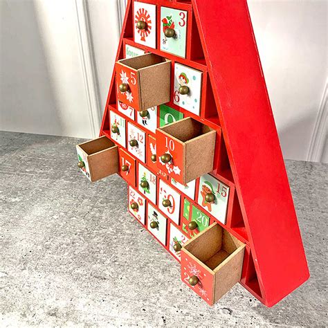 Buy 24 Days Wooden Red Tree Shape Advent Calendar | Xmas Gifting Ideas ...