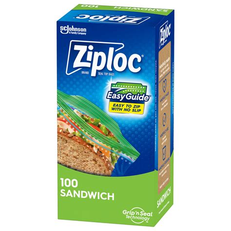Ziploc® Sandwich Bags with EasyGuide™ 100 Count - Walmart.com