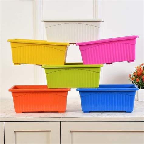 Clastik Rectangular Plastic Pots for Plants, Window Flower Pots for ...