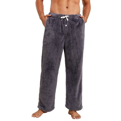 Vulcanodon Mens Plush Warm Pajama Pants, Fluffy Soft Fleece Sleep Pant ...