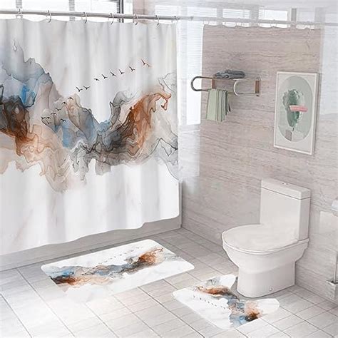 UMAI 7 Feet Shower Curtain & 2 Pcs Bathmat I Anti Slip I Quick Dry I ...