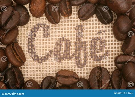 Cafe Sign with Coffee Beans Stock Image - Image of word, natural: 3970117