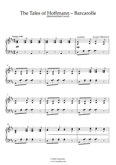 The Tales of Hoffmann - Barcarolle (Intermediate Level, Free Bass ...