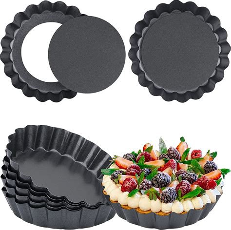 Buy Suice 4 Inch Mini Tart Pan 8 Packs, Small Round Quiche Pan with ...