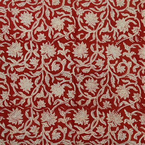 Pure Cotton Bagru Madder With Floral Jaal Hand Block Print Fabric ...