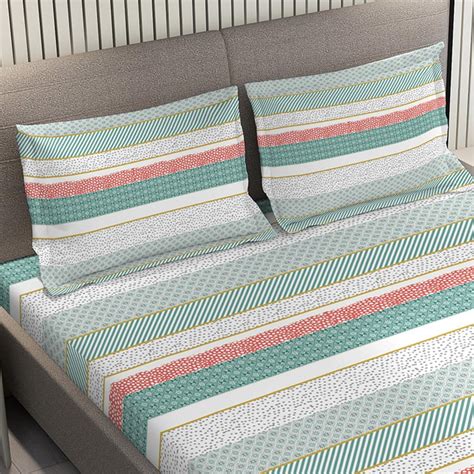 Buy LAYERS Zen Cotton Blend 225TC Printed 3Pcs Queen Bedsheet Set from ...