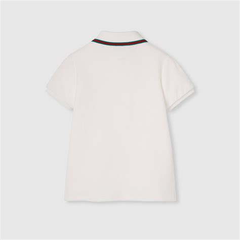 Children's cotton polo shirt with Web in white | GUCCI® US