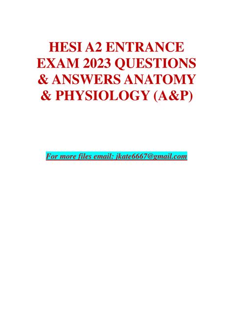 HESI A2 (NURSING ADMISSION TEST) NEW FILE TESTED- 2023 ANATOMY ...