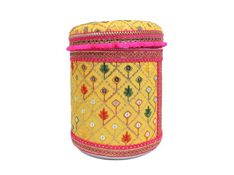 Zardozi Handcrafted box - Yellow – JashnBazaar