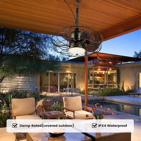 SURAIELEC 20″ Gazebo Fan, Outdoor Plug in Ceiling Fan with Light and ...