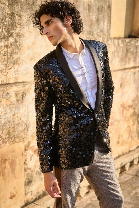 dash and dot - Sequin Jacket, Metallic Pant and Brooch Shirt
