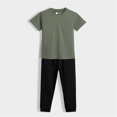 Half Sleeves Unisex T-Shirt & Joggers Set | Olive Green – orangesugar