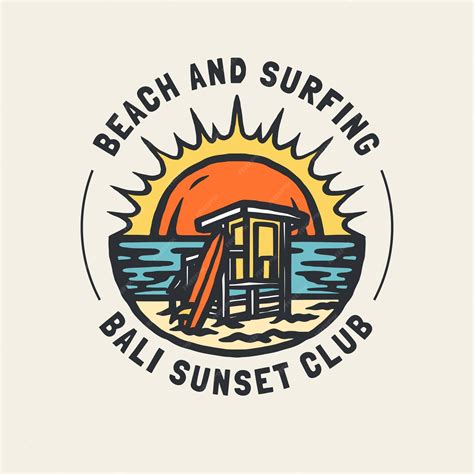 Premium Vector | Vintage hand draw surfing club label illustration