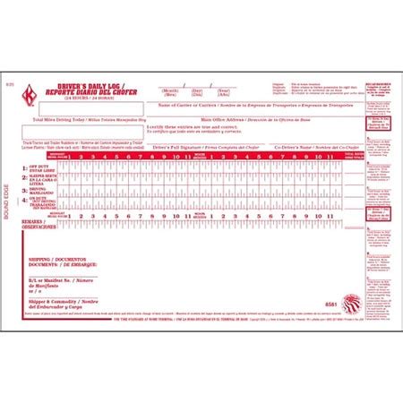 Jj Keller Bilingual Drivers Logbook, With Carbon 8581 | Zoro