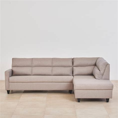 Buy Helios Clary Fabric 3-Seater Right Corner Sofa with Chaise - Beige ...