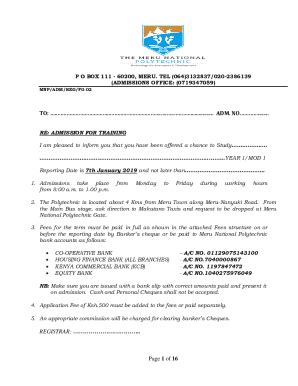 Fillable Online Meru National Polytechnic Admission Requirements ...