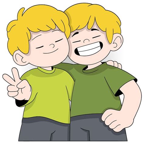 Cheerful twin brothers bonding | Premium Vector