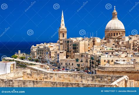 Skyline of Capital City of Malta - La Valletta Stock Image - Image of ...