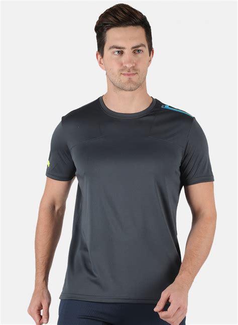 Buy Men Grey Self Design Round Neck T-Shirt Online in India - Rock.it